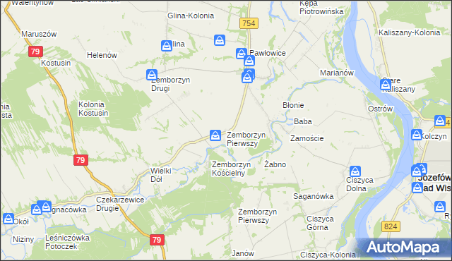 mapa Zemborzyn Pierwszy gmina Solec nad Wisłą, Zemborzyn Pierwszy gmina Solec nad Wisłą na mapie Targeo