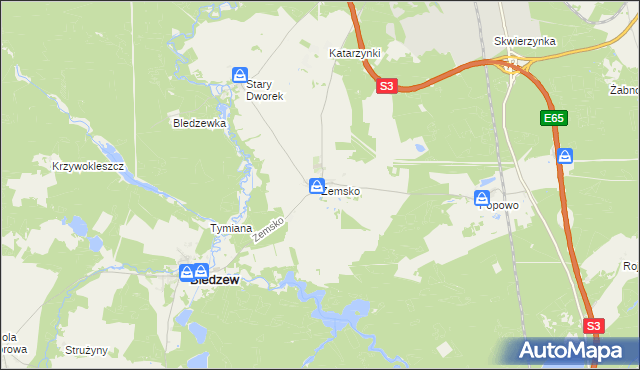 mapa Zemsko gmina Bledzew, Zemsko gmina Bledzew na mapie Targeo