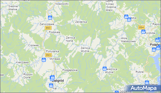 mapa Żernica Wyżna, Żernica Wyżna na mapie Targeo