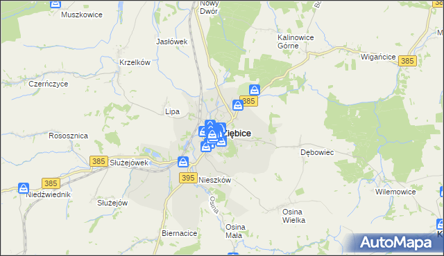mapa Ziębice, Ziębice na mapie Targeo