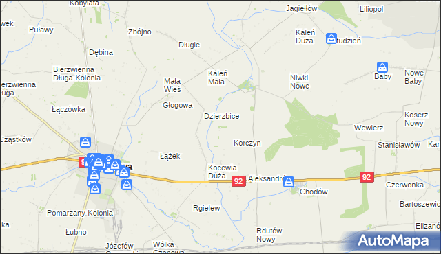 mapa Zieleniec gmina Chodów, Zieleniec gmina Chodów na mapie Targeo
