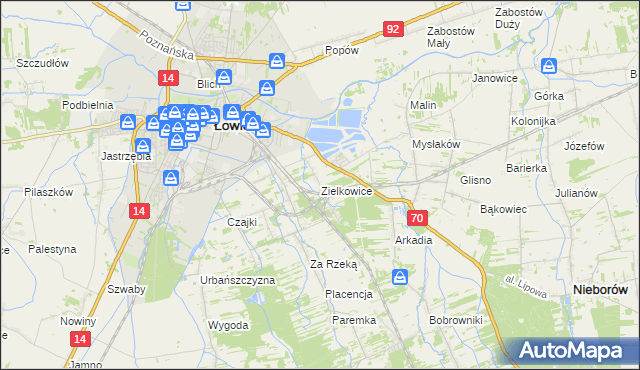 mapa Zielkowice, Zielkowice na mapie Targeo