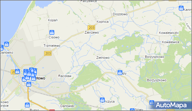 mapa Zielnowo gmina Darłowo, Zielnowo gmina Darłowo na mapie Targeo