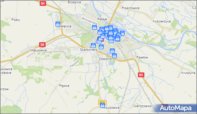 mapa Żłobizna, Żłobizna na mapie Targeo