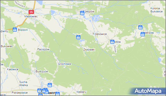 mapa Złotówek, Złotówek na mapie Targeo