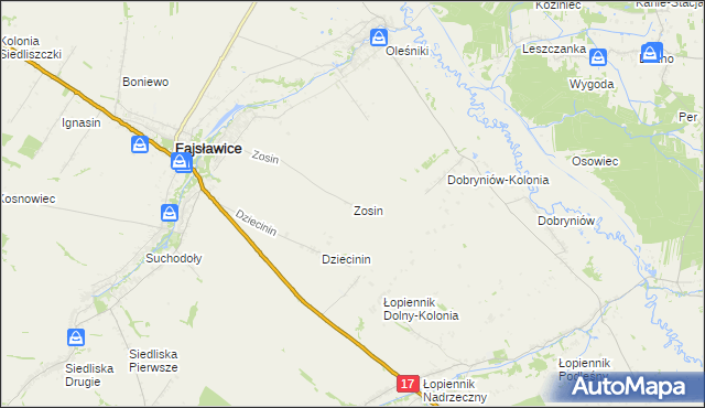 mapa Zosin gmina Fajsławice, Zosin gmina Fajsławice na mapie Targeo