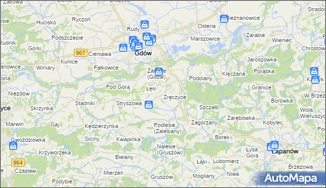 mapa Zręczyce, Zręczyce na mapie Targeo