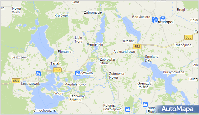 mapa Żubrówka Stara, Żubrówka Stara na mapie Targeo