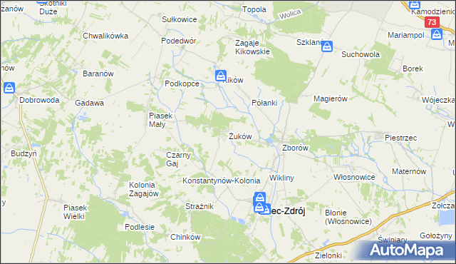 mapa Żuków gmina Solec-Zdrój, Żuków gmina Solec-Zdrój na mapie Targeo
