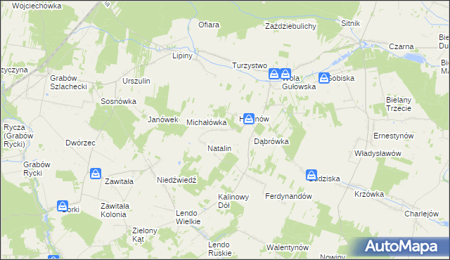 mapa Żurawiec gmina Adamów, Żurawiec gmina Adamów na mapie Targeo