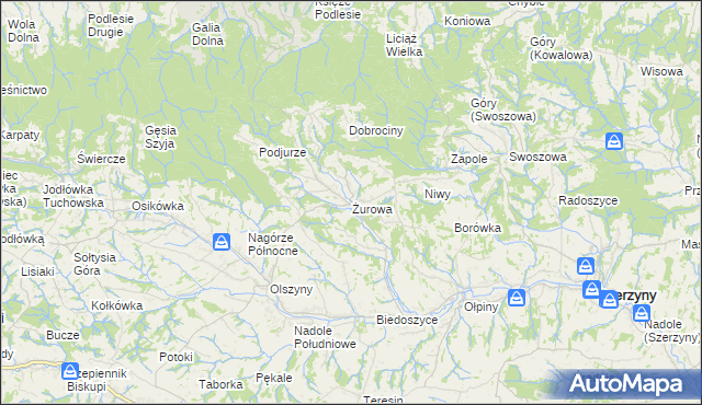mapa Żurowa, Żurowa na mapie Targeo