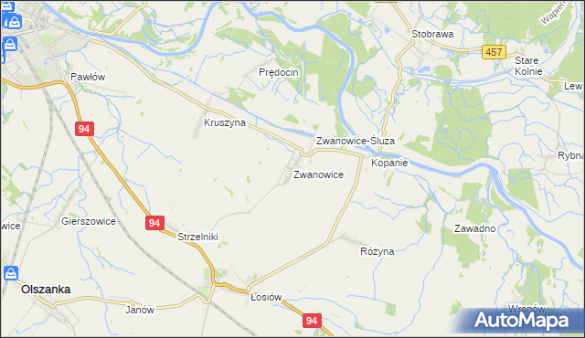 mapa Zwanowice gmina Skarbimierz, Zwanowice gmina Skarbimierz na mapie Targeo