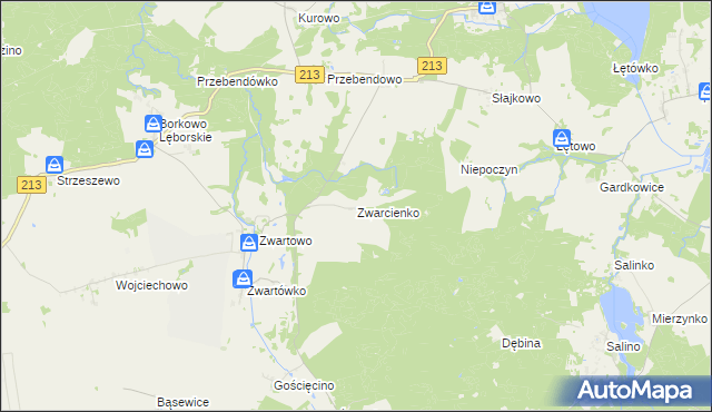 mapa Zwarcienko, Zwarcienko na mapie Targeo