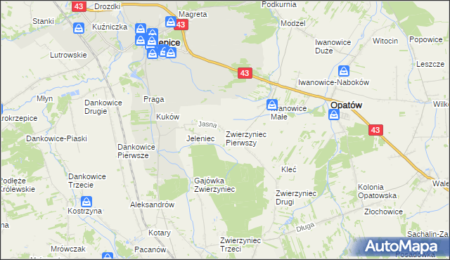 mapa Zwierzyniec Pierwszy, Zwierzyniec Pierwszy na mapie Targeo