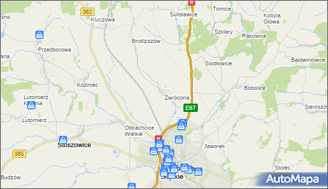 mapa Zwrócona, Zwrócona na mapie Targeo