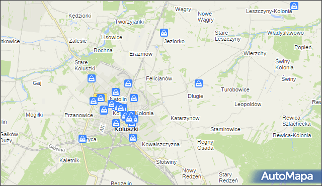 mapa Zygmuntów gmina Koluszki, Zygmuntów gmina Koluszki na mapie Targeo