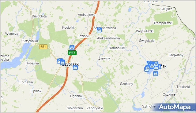 mapa Żyrwiny, Żyrwiny na mapie Targeo