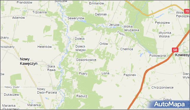 mapa Esterka, Esterka na mapie Targeo