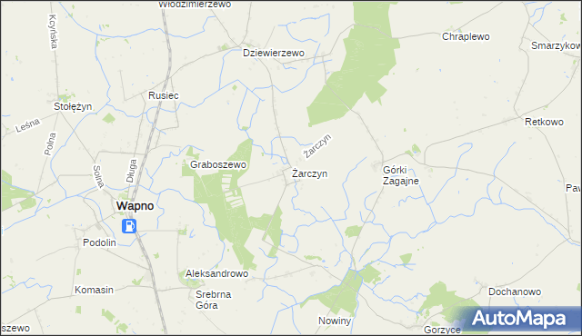 mapa Żarczyn gmina Kcynia, Żarczyn gmina Kcynia na mapie Targeo