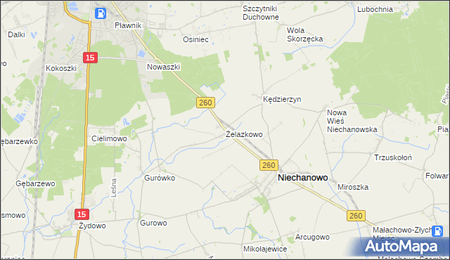 mapa Żelazkowo gmina Niechanowo, Żelazkowo gmina Niechanowo na mapie Targeo
