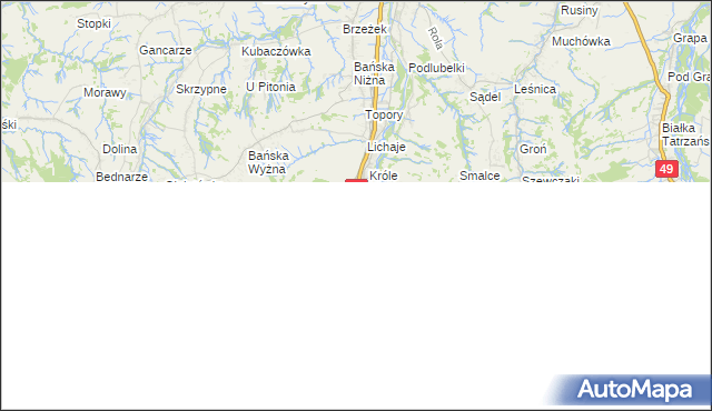 mapa Biały Dunajec, Biały Dunajec na mapie Targeo