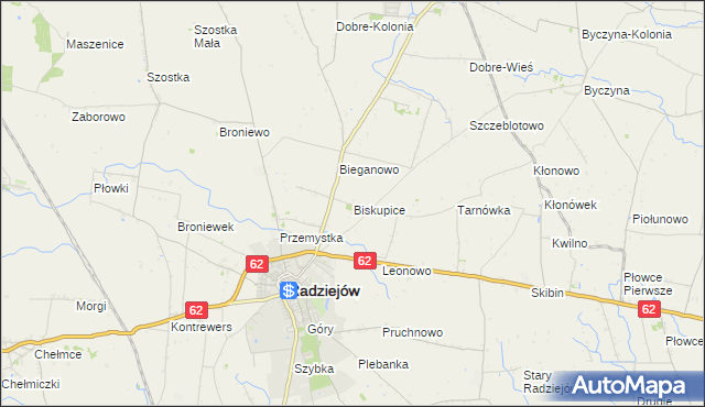 mapa Biskupice gmina Radziejów, Biskupice gmina Radziejów na mapie Targeo
