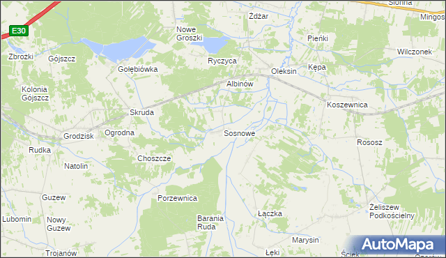 mapa Sosnowe, Sosnowe na mapie Targeo