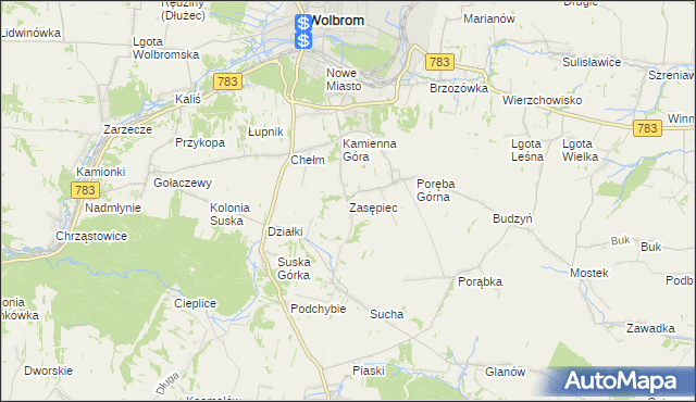 mapa Zasępiec, Zasępiec na mapie Targeo