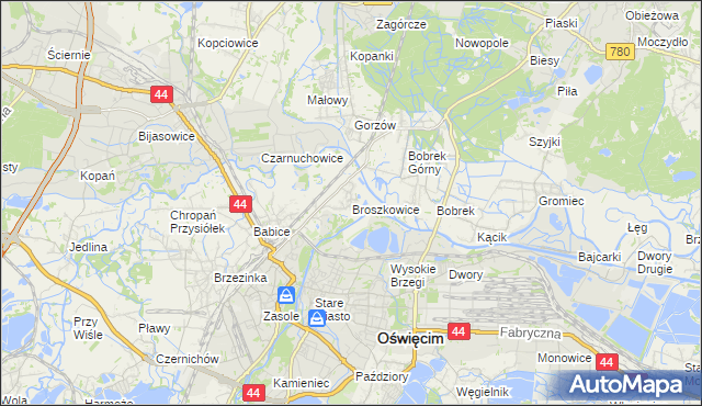 mapa Broszkowice, Broszkowice na mapie Targeo
