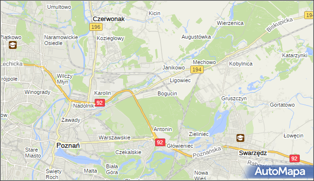 mapa Bogucin gmina Swarzędz, Bogucin gmina Swarzędz na mapie Targeo