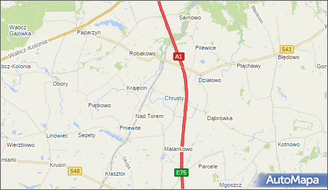 mapa Chrusty gmina Lisewo, Chrusty gmina Lisewo na mapie Targeo