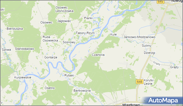 mapa Czartoria gmina Miastkowo, Czartoria gmina Miastkowo na mapie Targeo