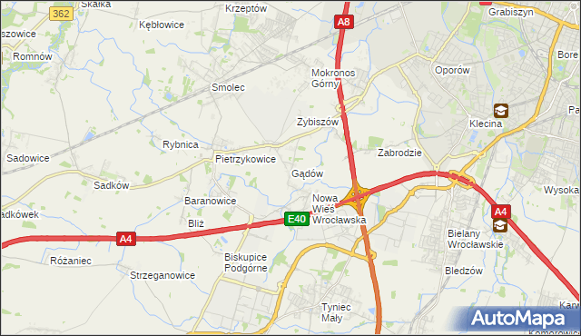 mapa Gądów, Gądów na mapie Targeo
