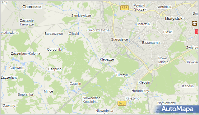 mapa Klepacze gmina Choroszcz, Klepacze gmina Choroszcz na mapie Targeo