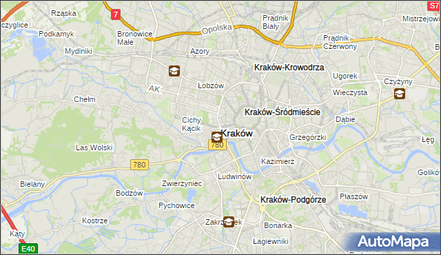 mapa Krakowa, Kraków na mapie Targeo