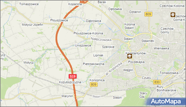 mapa Lipniak gmina Konopnica, Lipniak gmina Konopnica na mapie Targeo