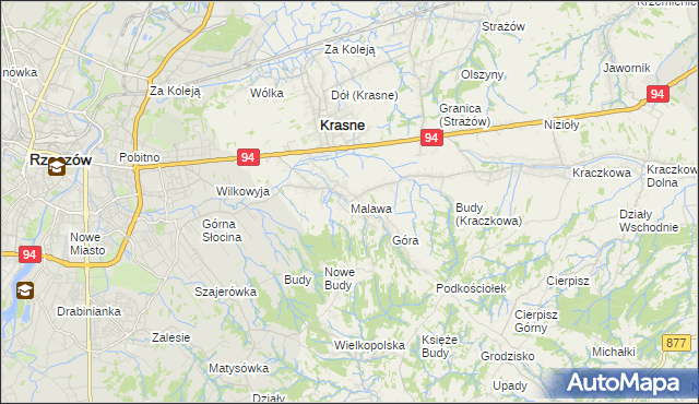 mapa Malawa gmina Krasne, Malawa gmina Krasne na mapie Targeo
