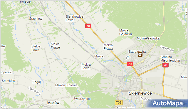 mapa Mokra gmina Skierniewice, Mokra gmina Skierniewice na mapie Targeo