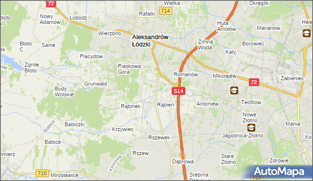 mapa Rąbień AB, Rąbień AB na mapie Targeo