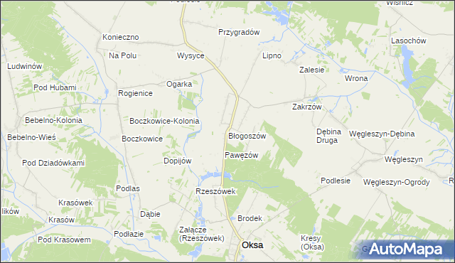 mapa Błogoszów, Błogoszów na mapie Targeo