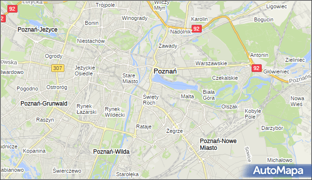 mapa Miasteczko gmina Poznań, Miasteczko gmina Poznań na mapie Targeo