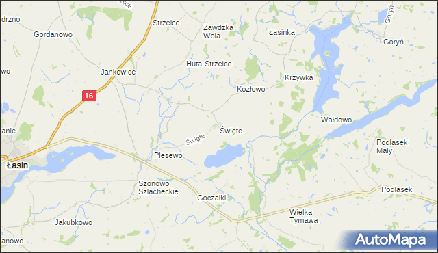 mapa Święte gmina Łasin, Święte gmina Łasin na mapie Targeo