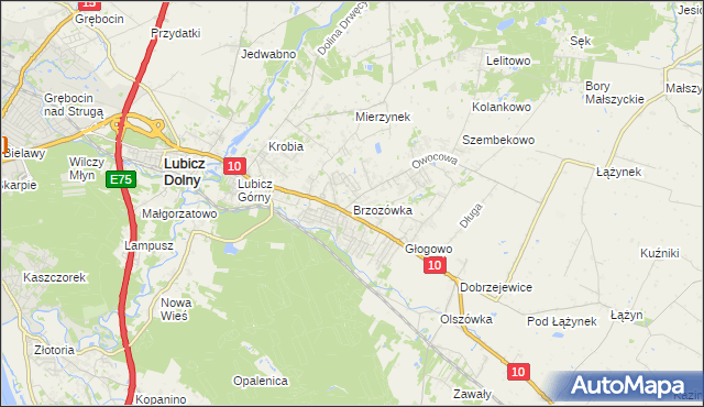 mapa Brzozówka gmina Obrowo, Brzozówka gmina Obrowo na mapie Targeo