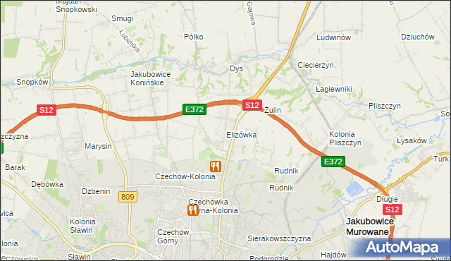mapa Elizówka gmina Niemce, Elizówka gmina Niemce na mapie Targeo