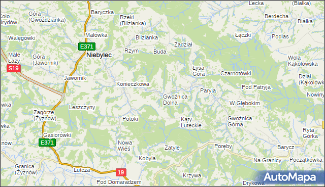 mapa Gwoźnica Dolna, Gwoźnica Dolna na mapie Targeo