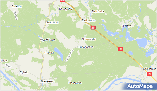 mapa Lubogoszcz gmina Maszewo, Lubogoszcz gmina Maszewo na mapie Targeo