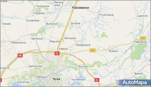 mapa Złotogłowice, Złotogłowice na mapie Targeo