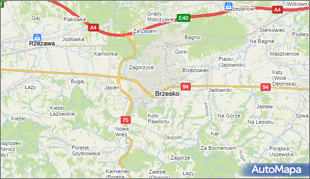 mapa Brzesko, Brzesko na mapie Targeo