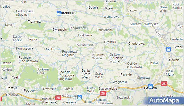 mapa Krużlowa Wyżna, Krużlowa Wyżna na mapie Targeo