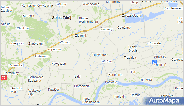 mapa Ludwinów gmina Solec-Zdrój, Ludwinów gmina Solec-Zdrój na mapie Targeo